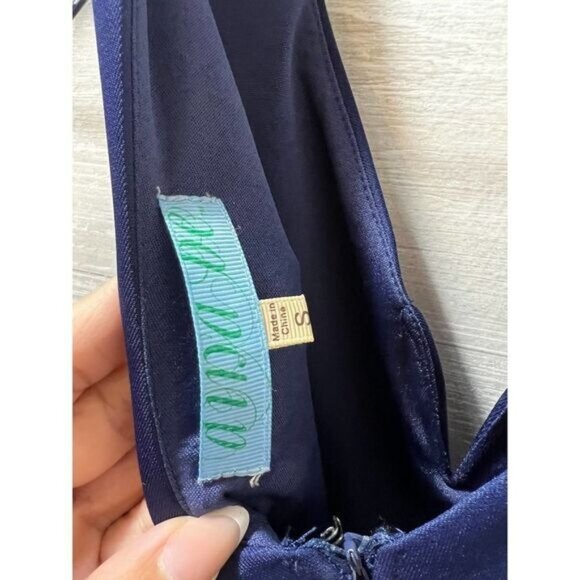 Navy Blue Sleeveless Fit & Flare V-Neck Cocktail Dress Size‎ S - Picture 3 of 5